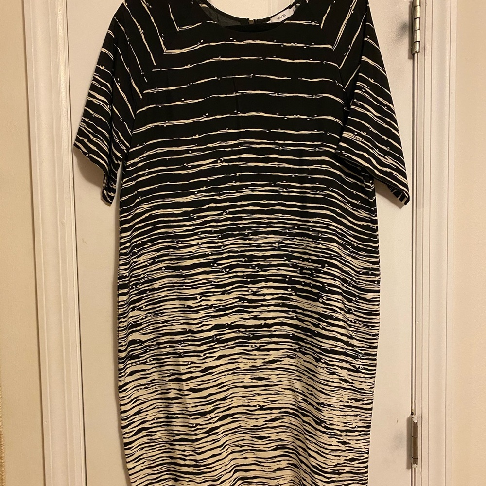 Vince black and white striped dress